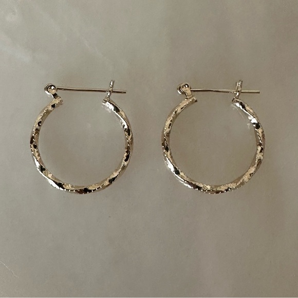 14k Solid Gold Twist Hoop Earrings - Picture 10 of 15